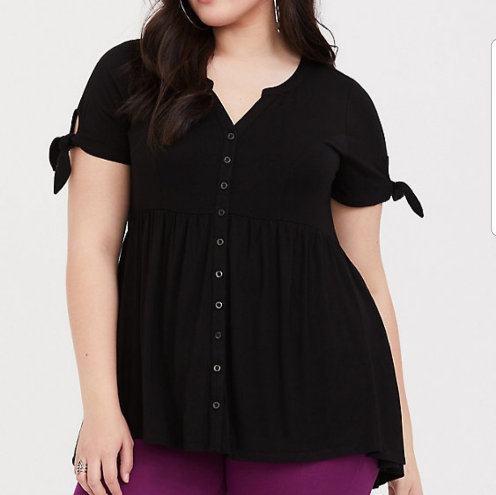 Torrid Bow Sleeve Babydoll Tee
